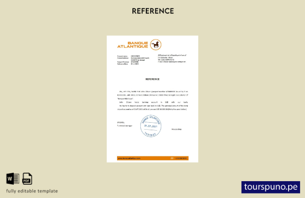 plantilla de referencia de Senegal Banque Atlantique lista para imprimir